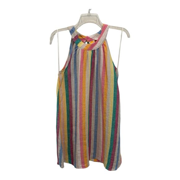 C&C California Dress Womens Medium Multicolor Striped Halter Flare Sundress - Picture 1 of 8